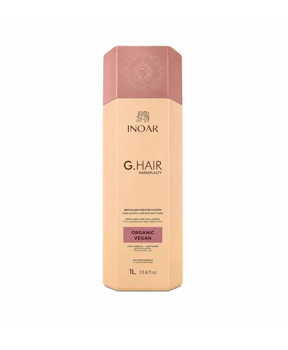 Inoar G.Hair Nanoplasty Organic Vegan 1L — Lissage Brésilien Kératine Vegan, Low Chemical & Less Smoke