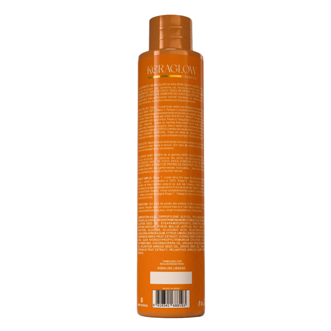 Lissage Indien KERAGLOW 1L Sans Formol – Brillance & Hydratation