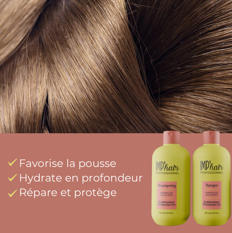Duo Shampoing & Masque Marshmallow – Huile de Buriti | IMP’HAIR Professionnel – Sans Sulfate UV