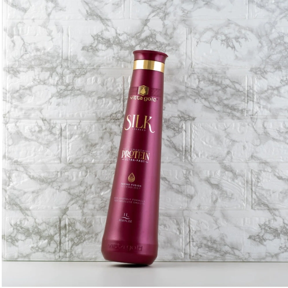 Lissage Brésilien Silk Express Vitta Gold – Sans Formol, Pose 15 min, Effet Lisse Immédiat (1L)