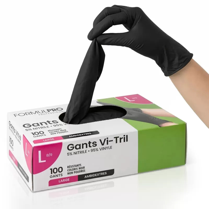 Gants noirs VINI vinyle nitrile taille Large