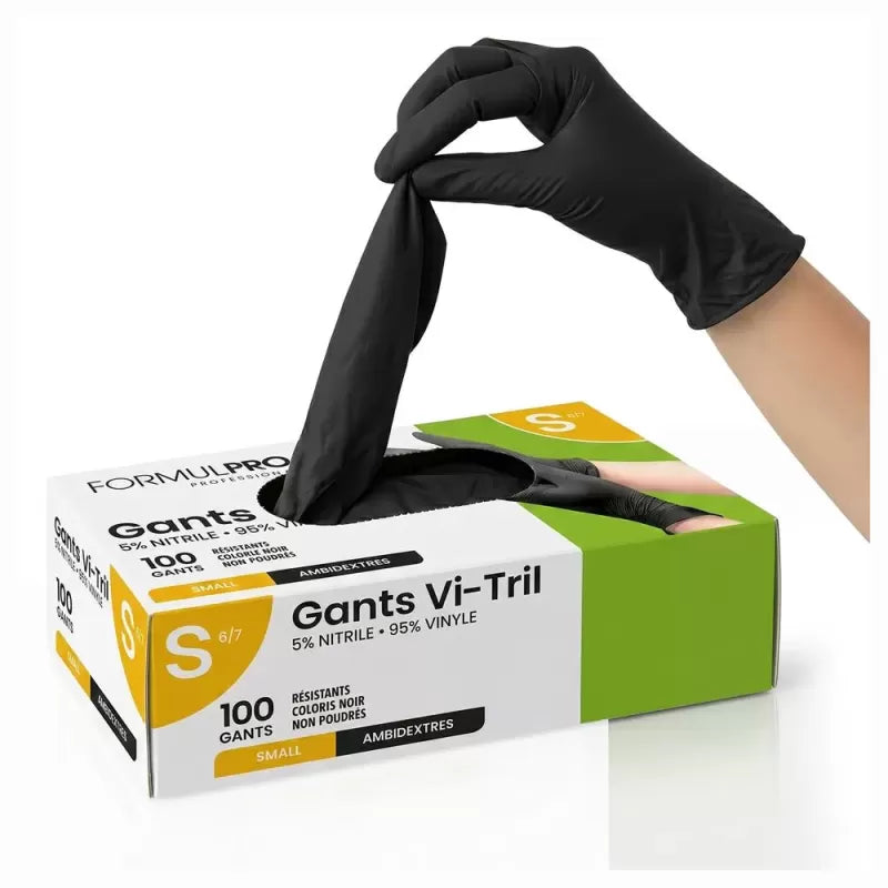 Gants noirs VINI vinyle nitrile taille Small