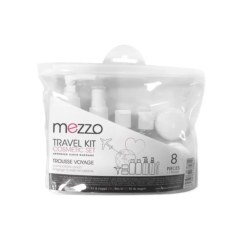 Kit voyage 4 flacons + 2 pots cosmétique Mezzo