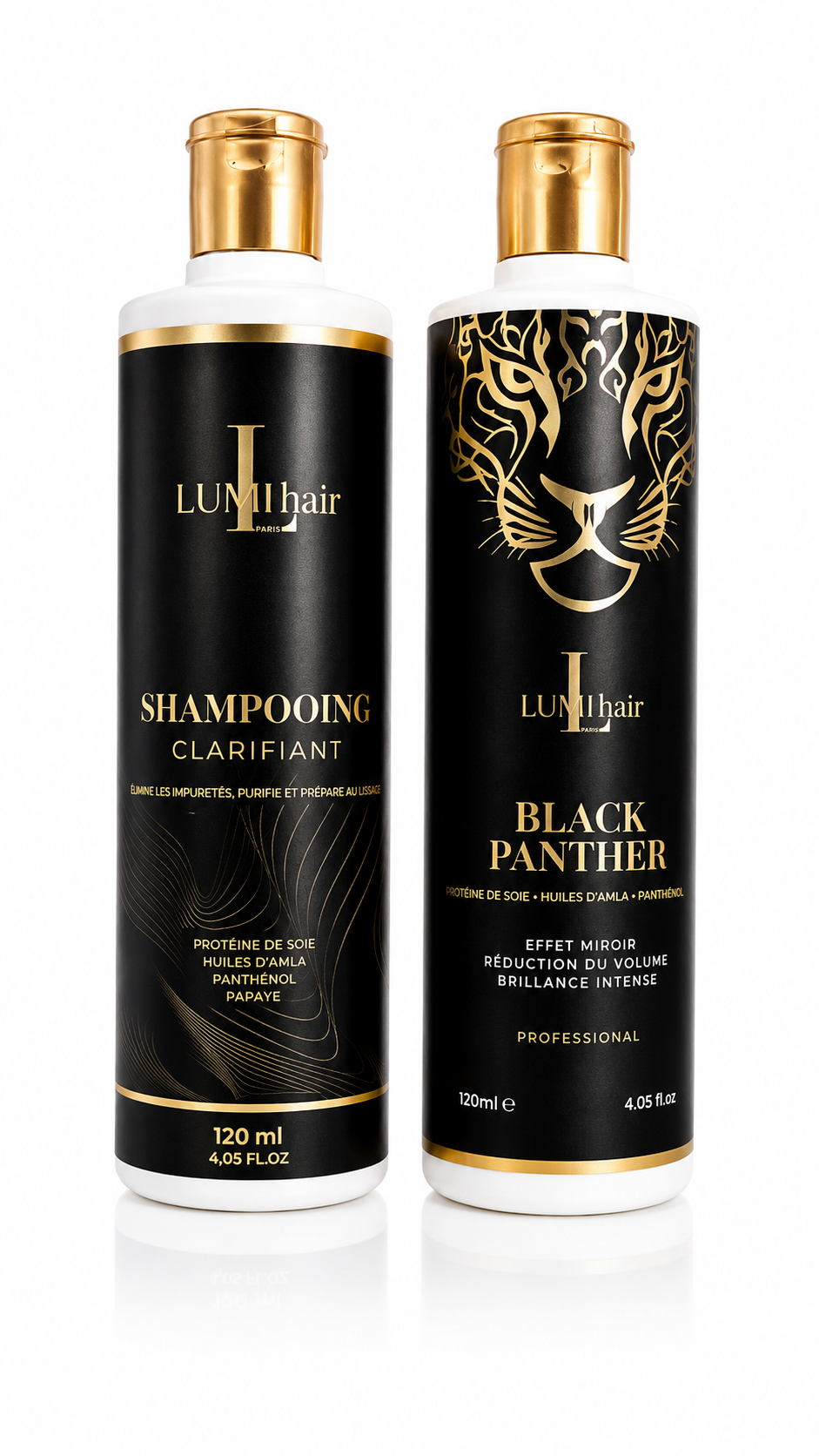 Lissage Brésilien & Indien LUMI hair Paris – Protéine de Soie & Huile d'Amla | Kit Black Panther + Shampooing