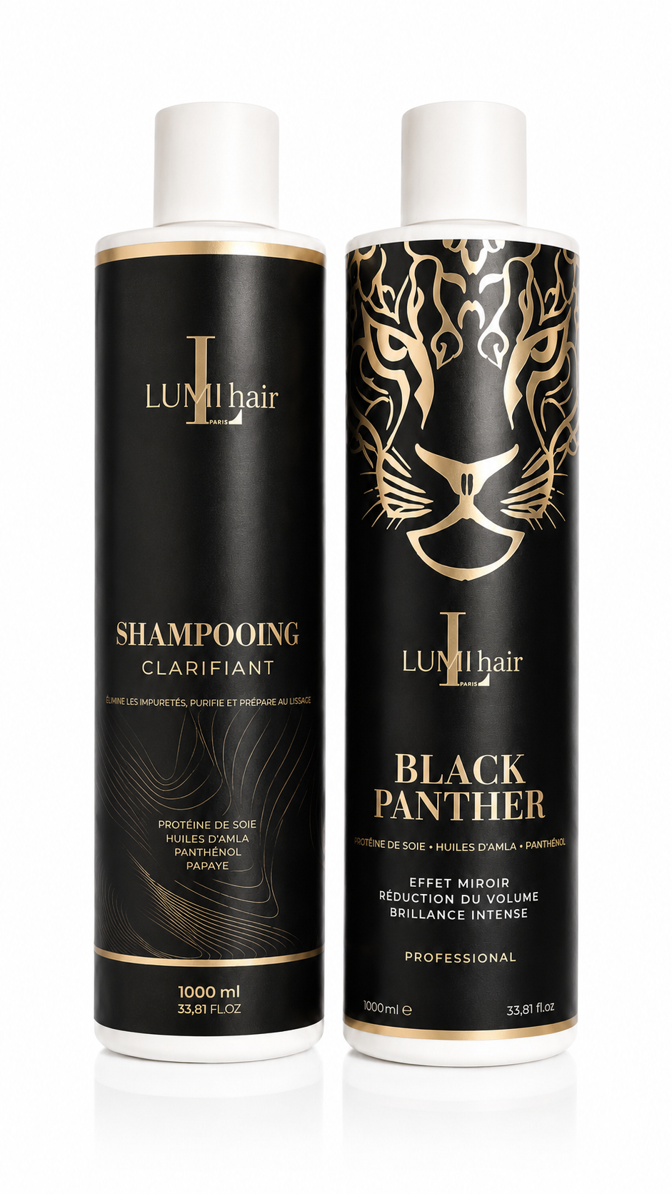 Lissage Brésilien & Indien LUMI hair Paris – Protéine de Soie & Huile d'Amla | Kit Black Panther + Shampooing