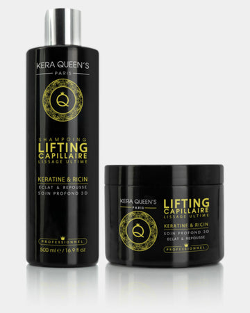Duo Lifting Kératine & Ricin – Shampoing + Soin 500 ml | Fortifiant & Vigueur